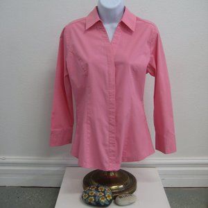 RIDERS by Lee Easy Care Long Length Sleeve Stretch Button Down Blouse - Size S